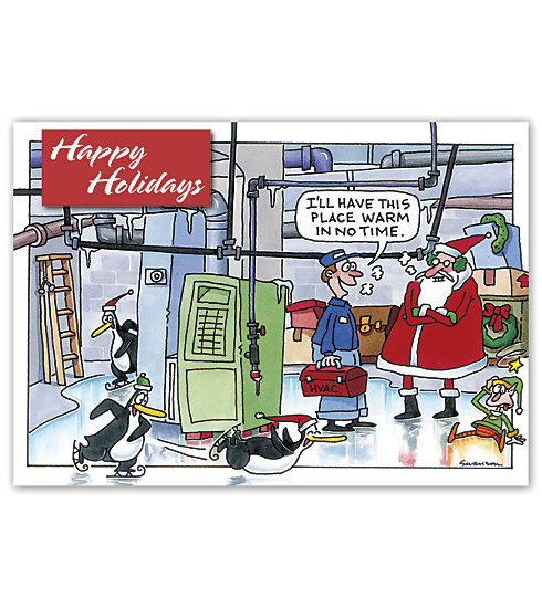 This adorable witty card is perfect for those in the heating/cooling industry.