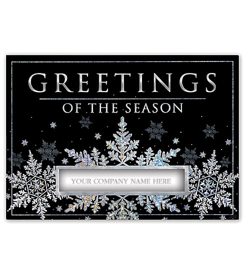 Send your clients delight this holiday season with the beautiful card that features a die-cut window for your company name.