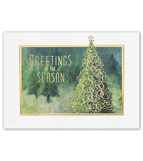 Rustic Pine Trees and Christmas Trees adorn this special card.