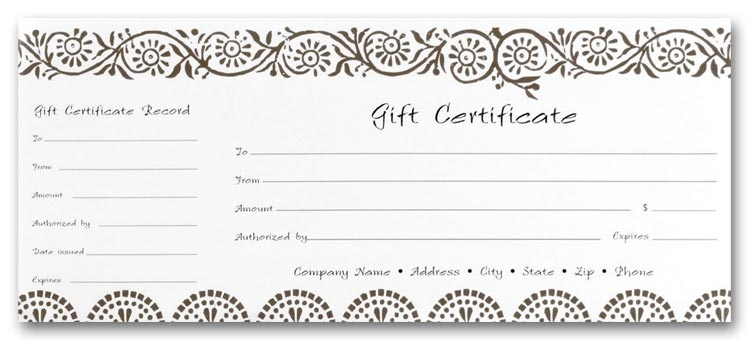 819 - Custom Retail Gift Certificates Printing
