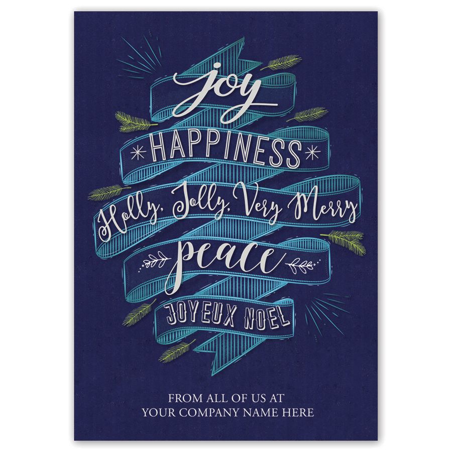Customize these holiday greeting cards with your own message of peace and happiness.