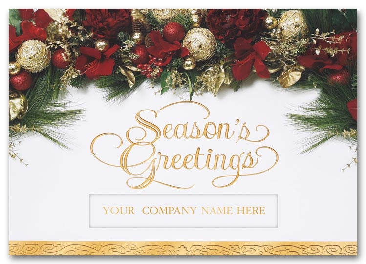 H2625 - Business Holiday Cards | Red & Gold Holiday Cards