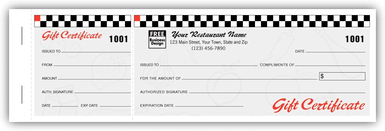 These fun and fruit inspired gift certificates are ideal for the food services industry.