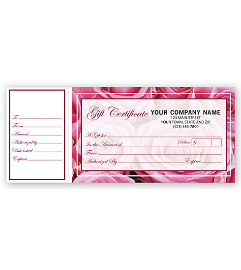 These detachable gift certificates are ideal for any business. 