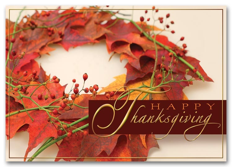 HH1620 - Personalized Thanksgiving Cards Printing, Fall Leaves