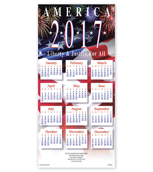 Holiday calendar cards with Liberty & Justice  imagery 