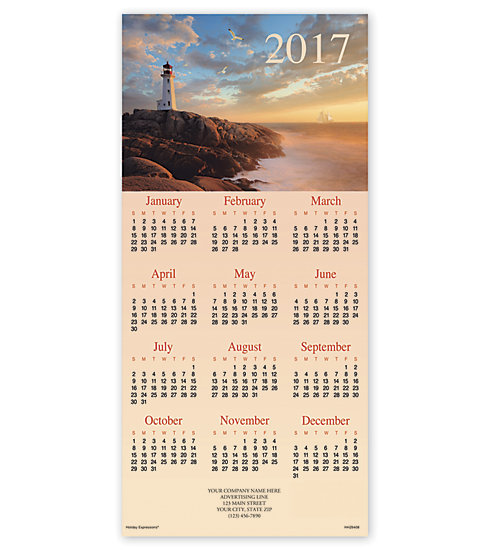 Holiday calendar cards with Seaside Lights imagery 