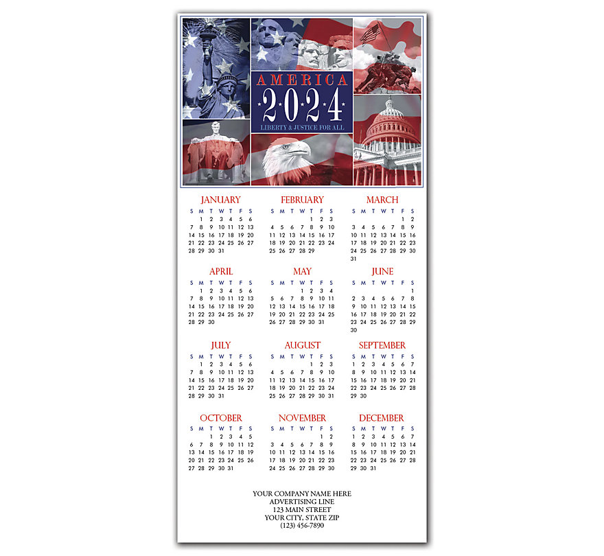 2024 holiday greeting card with American scenes on display.