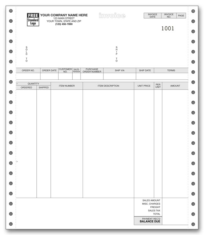Dot matrix invoices compatible with RealWorld Accounting software