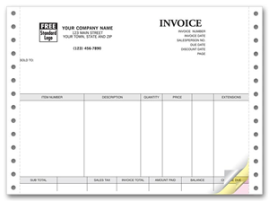 Personalized Triplicate Continuous Invoices