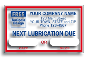 Static Cling Labels - Windshield Labels: Next Lubrication Due