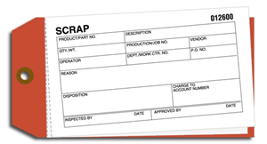 Carbon Copy Inventory Control Tag Labels - Scrap