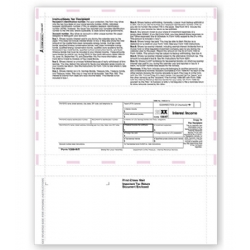 Laser 1099-INT Tax Forms - Recipient Copy B, Pressure Seal