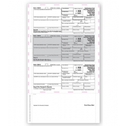 Laser 1099-R Tax Forms - Horizontal, Pressure Seal, 3-Up