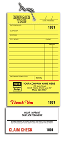 Repair Tags & Invoice With Claim Check