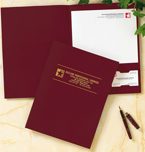 Linen Pocket Folders - Burgundy