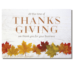 Personalized Thanksgiving card with Fall leaves design