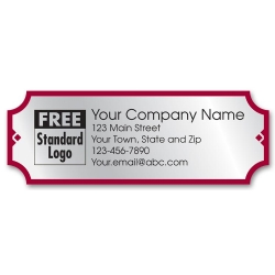 Silver labels with red border