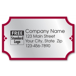 Silver foil labels with red border