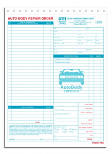 Auto Body Repair Order Forms