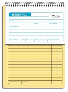 Spiral-Bound Pre-Numbered Book for Service Calls