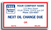 Static Cling Labels - Windshield Labels: Next Oil Change Due