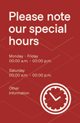 Store's special hours poster