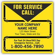Contractor Service Labels - Yellow with Pipe