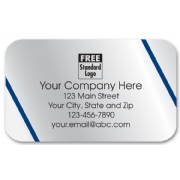 Silver foil labels with blue lines