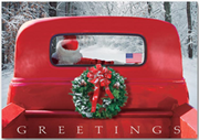 4-Wheeled Sleigh Patriotic Holiday Cards