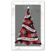 Christmas postcards featuring a plaid Christmas tree